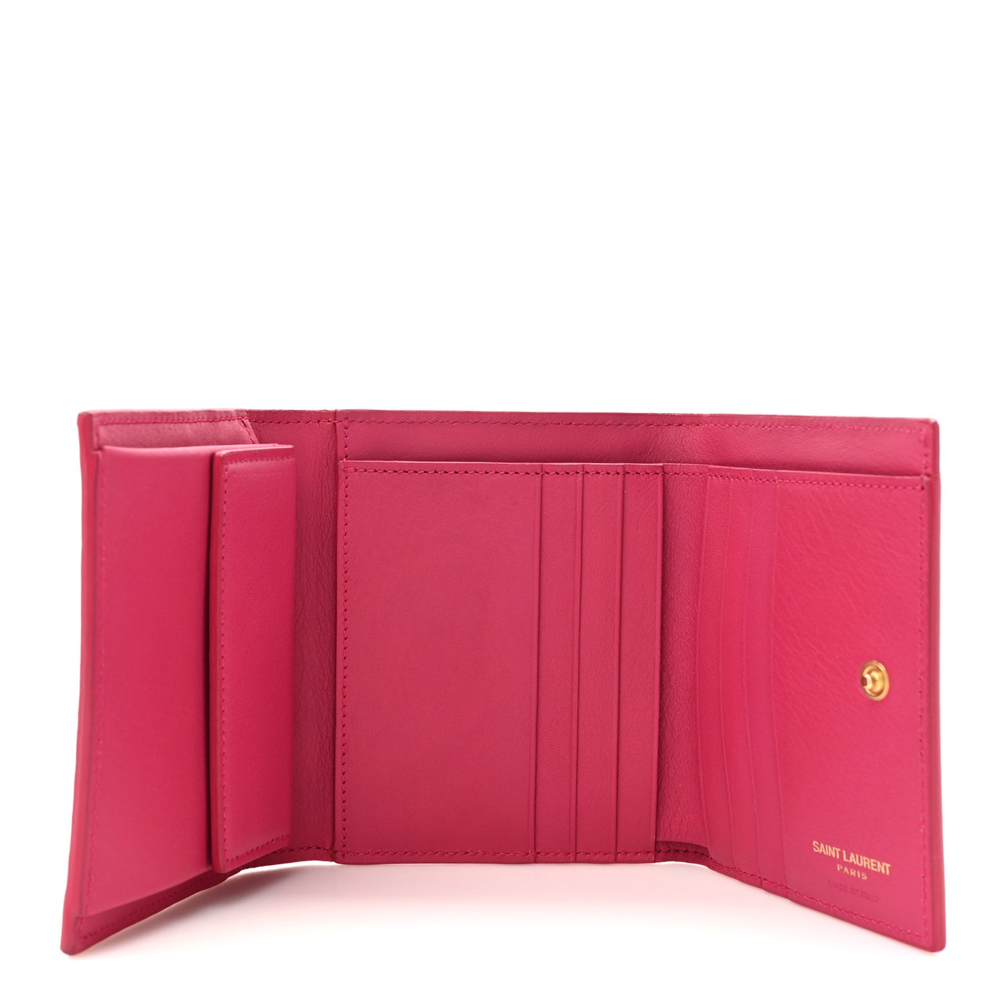 Calfskin Classic Y Compact Wallet Fuchsia