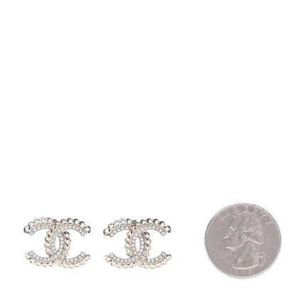 Chanel Crystal Chain CC Earrings Gold 2 of 5