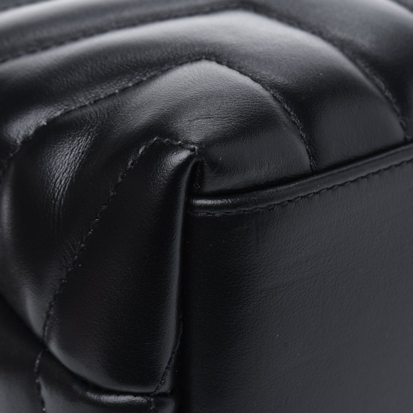 Calfskin Y Quilted Monogram Small Loulou Chain Satchel Black