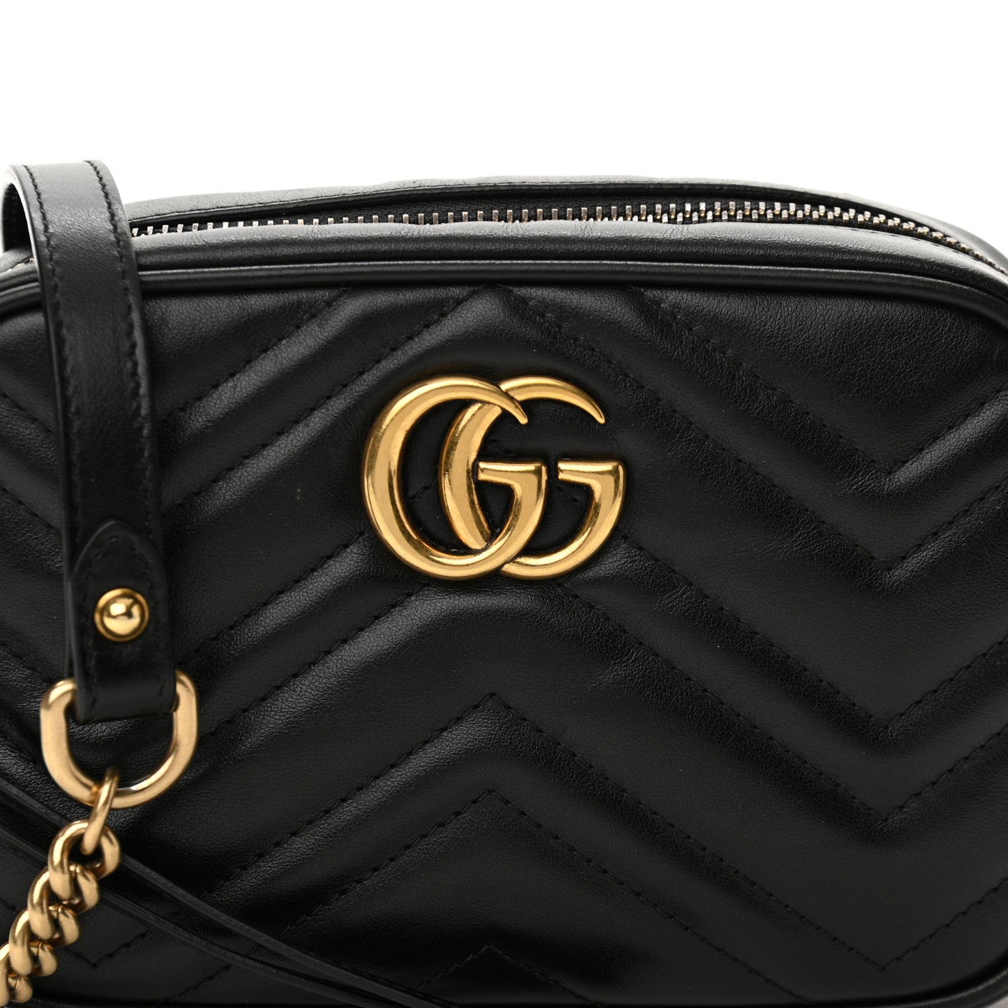 Calfskin Matelasse Mini GG Marmont Chain Shoulder Bag Black