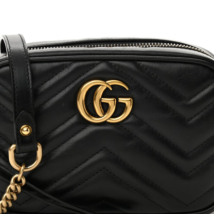 Gucci Calfskin Matelasse Mini GG Marmont Chain Shoulder Bag Black 10 of 15