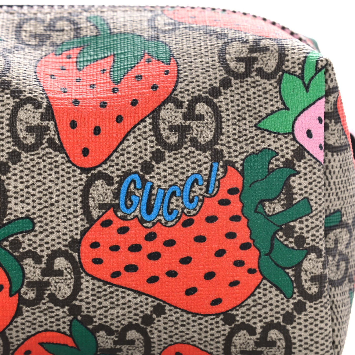GG Supreme Monogram Strawberry Cosmetic Case