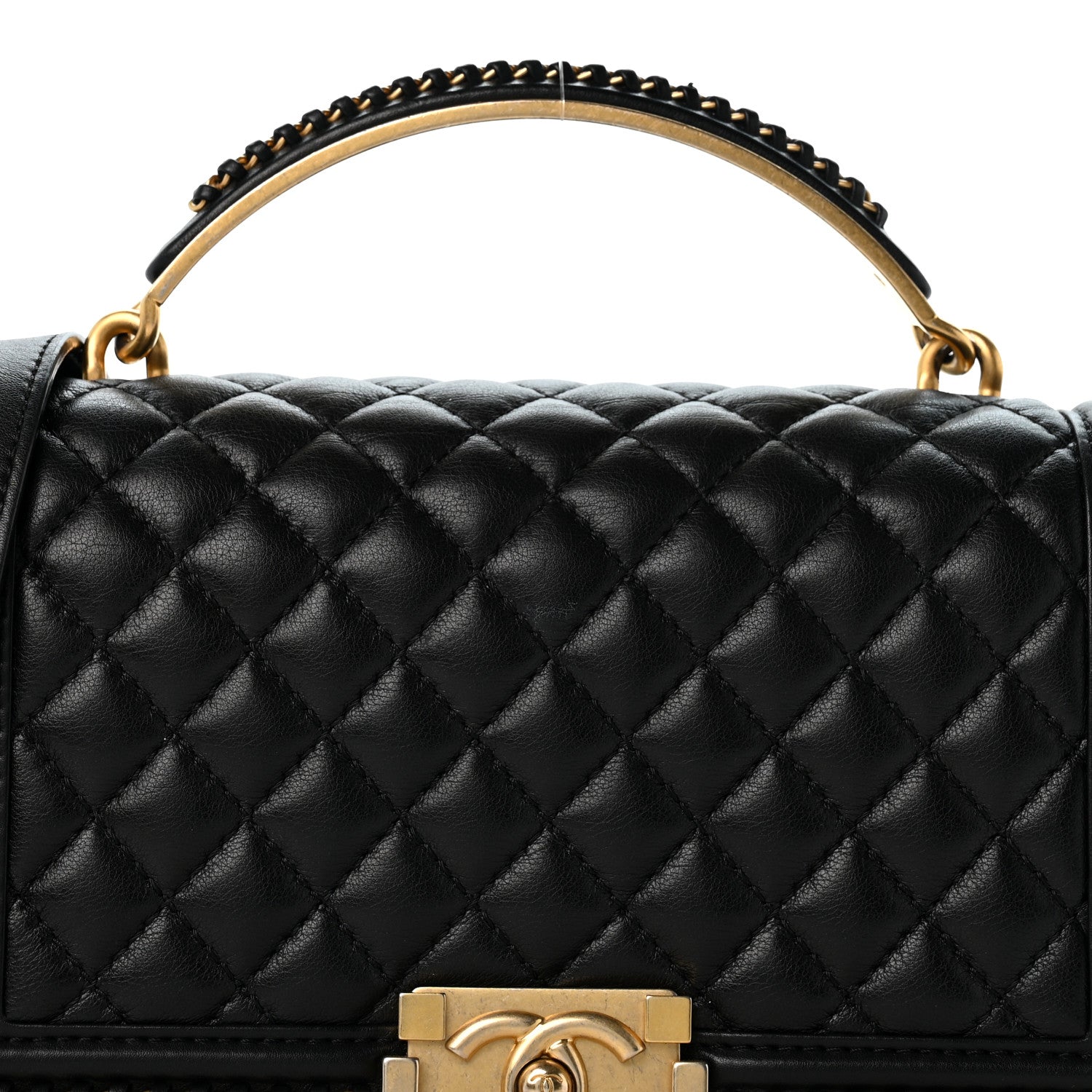 Chanel Lambskin Quilted Medium Top Handle Boy Flap Black 8 of 13