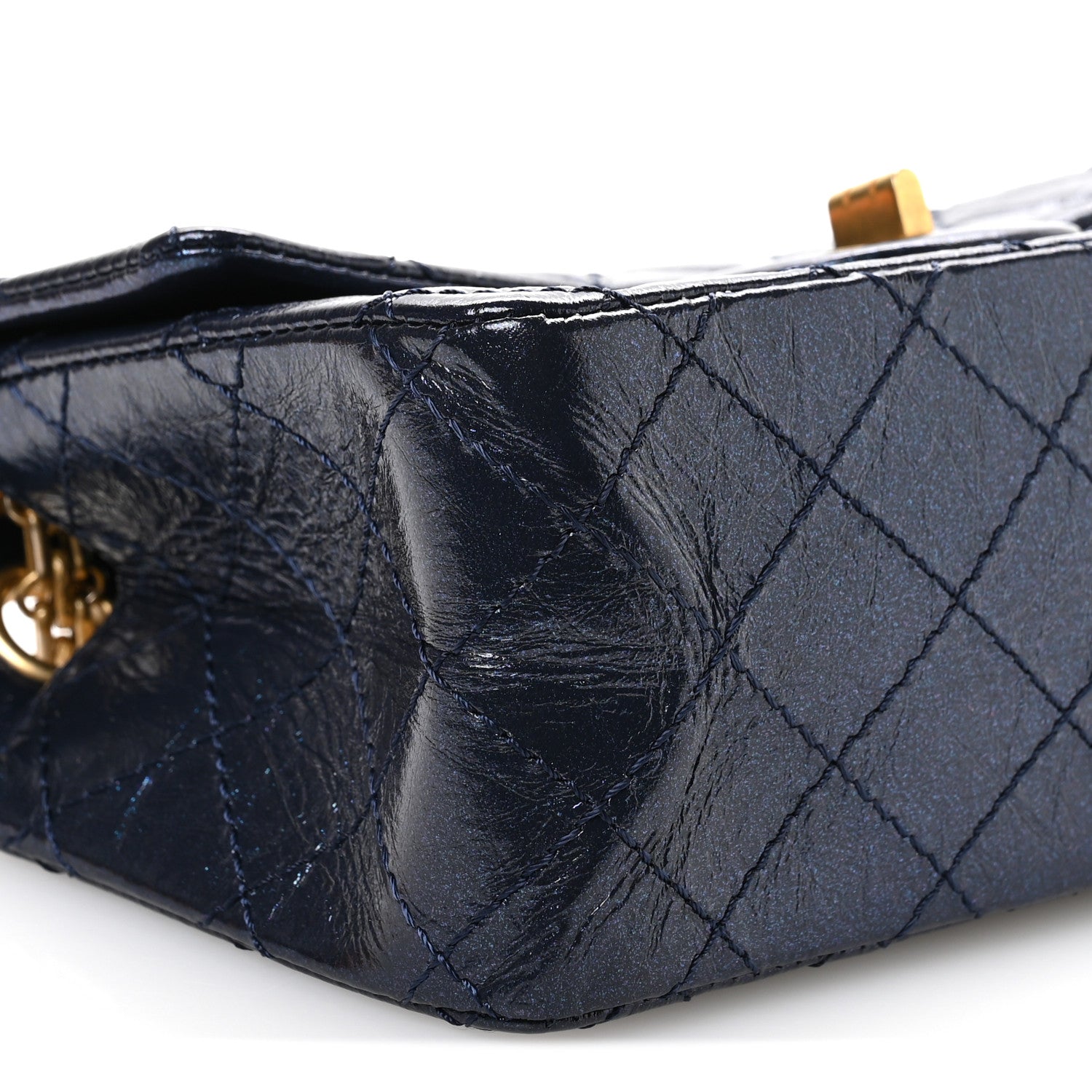Chanel Iridescent Aged Calfskin Quilted 2.55 Reissue Mini Flap Navy 9 of 11