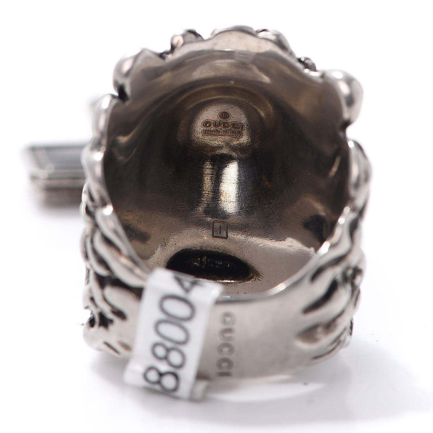 Enamel Brass Lion Head Crucifix Ring M Black
