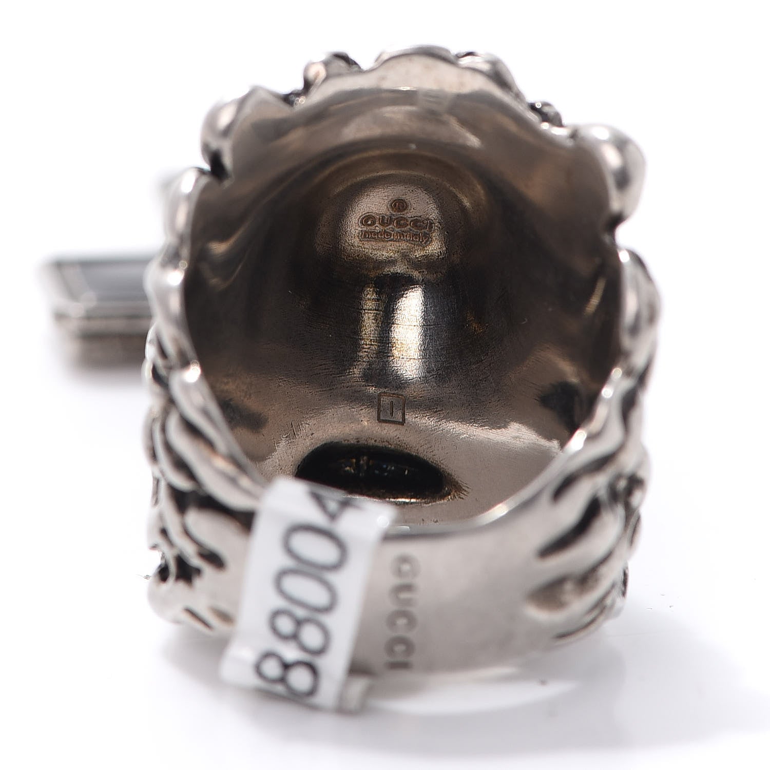 Gucci Enamel Brass Lion Head Crucifix Ring M Black 7 of 7