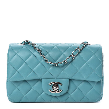 Chanel Lambskin Quilted Mini Rectangular Flap Turquoise 1 of 11