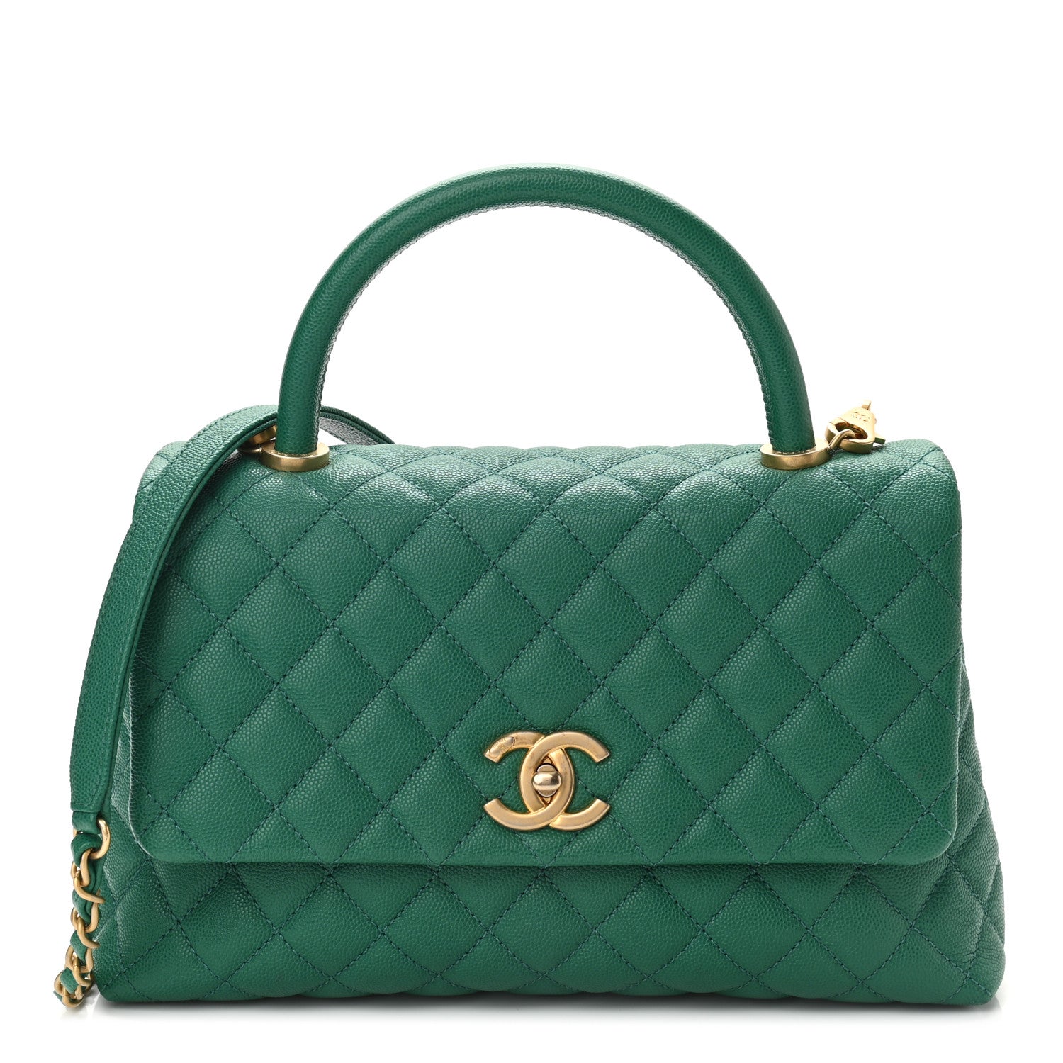 Chanel Caviar Quilted Small Coco Handle Flap Green 1 of 10