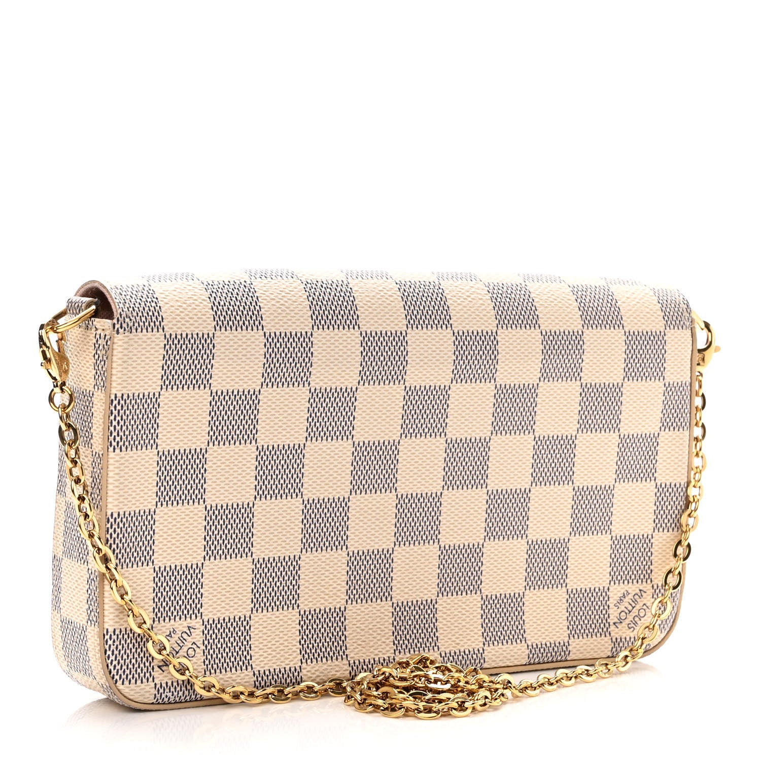 Louis Vuitton Damier Azur Pochette Felicie Chain Wallet Rose Ballerine 4 of 11
