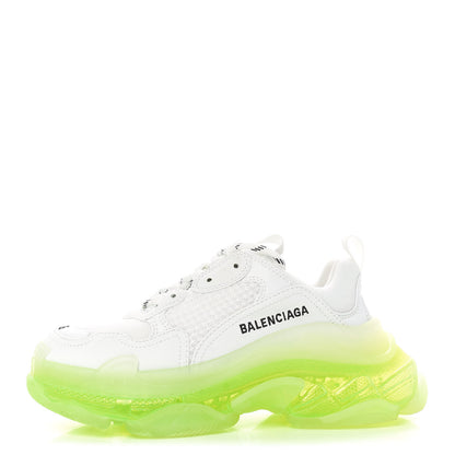 Balenciaga Fabric Mesh Clear Sole Fluo Womens Triple S Sneakers 36 White Fluo Yellow 1 of 8