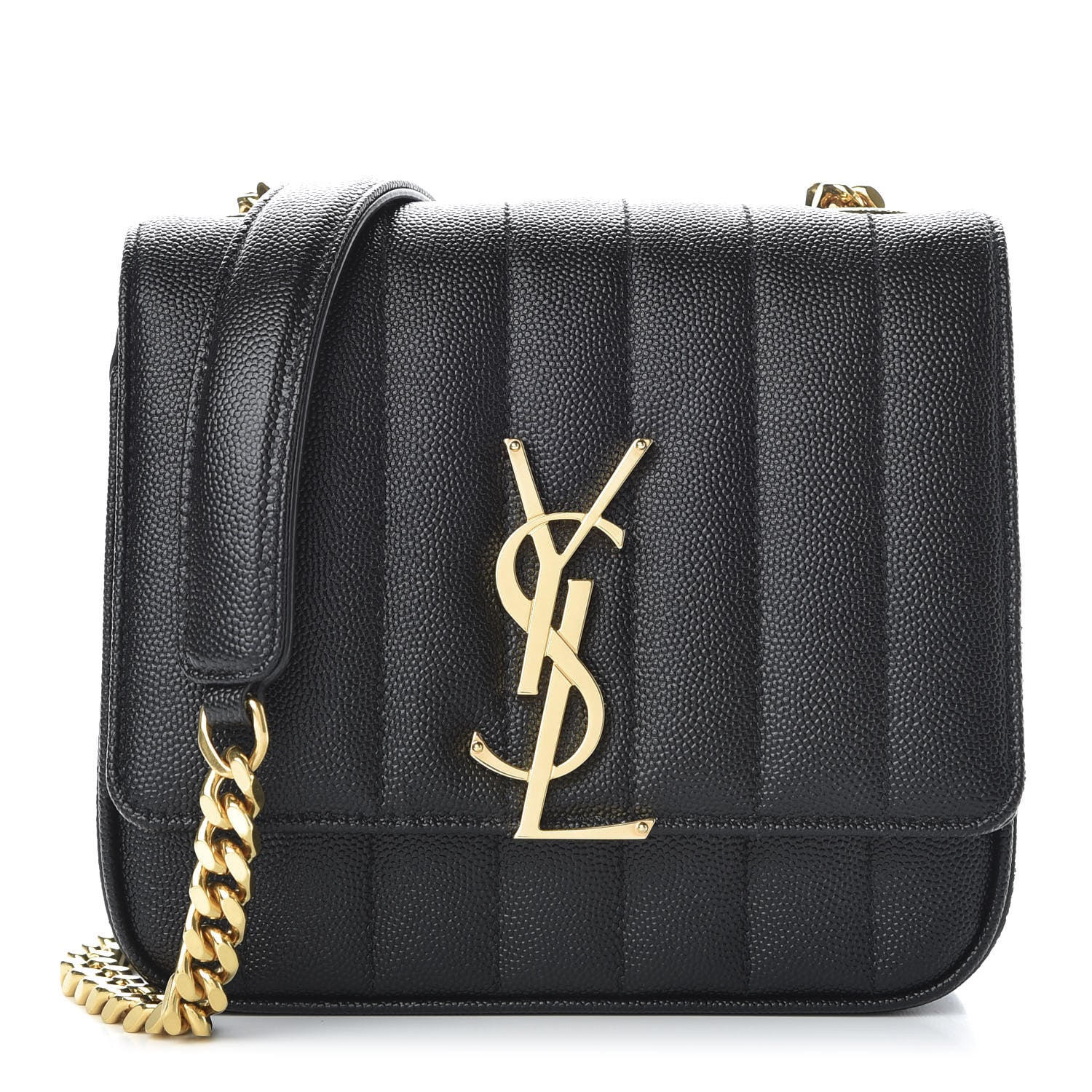 Saint Laurent Grain De Poudre Matelasse Monogram Small Vicky Chain Bag Black 1 of 10