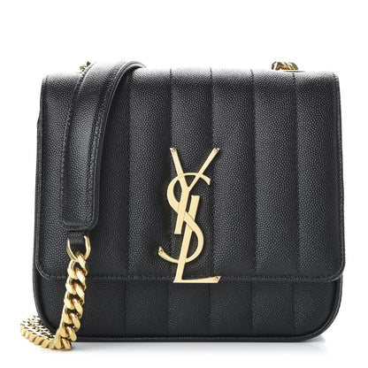 Saint Laurent Grain De Poudre Matelasse Monogram Small Vicky Chain Bag Black 1 of 10