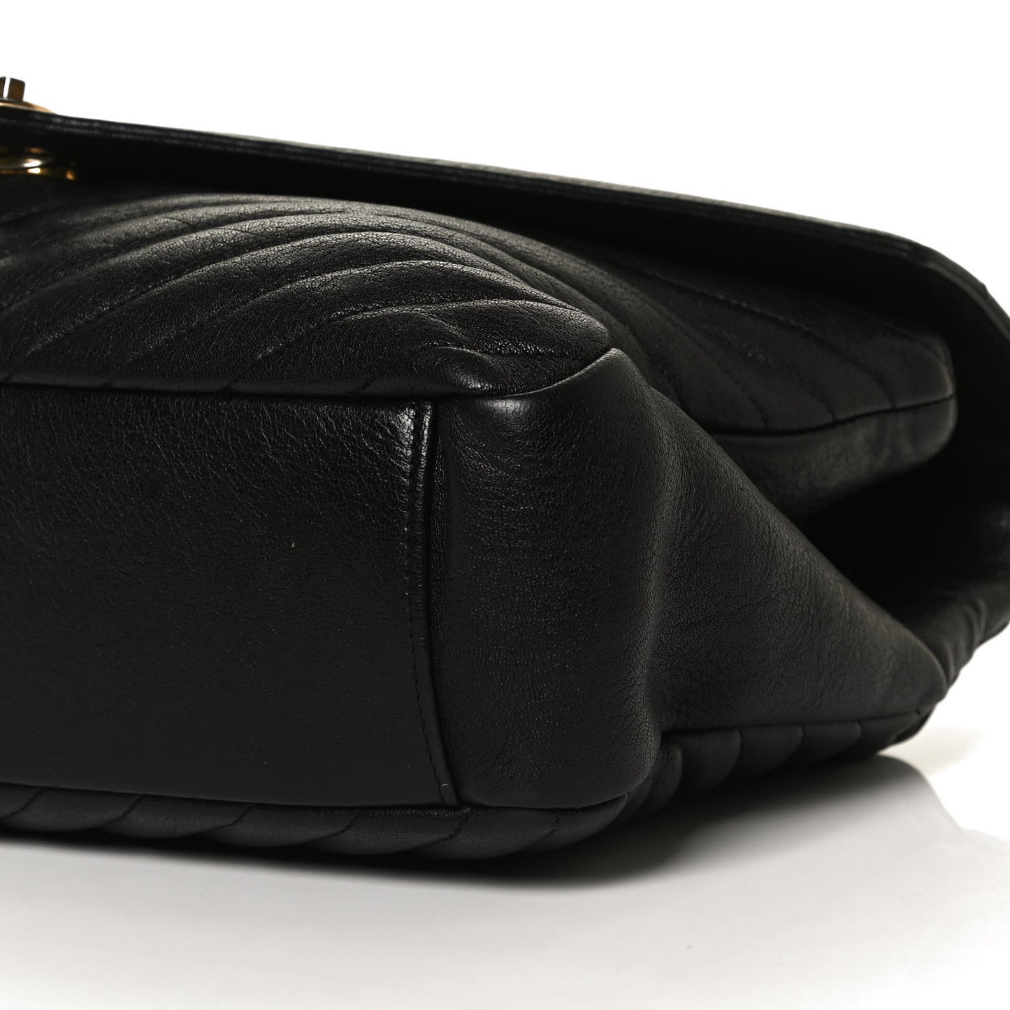Sheepskin Matelasse Chevron Monogram Large College Satchel Black