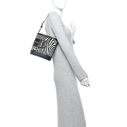 Gucci Calf Hair Calfskin Zebra Print Gucci 73 Mini Bucket Bag Black White 2 of 9