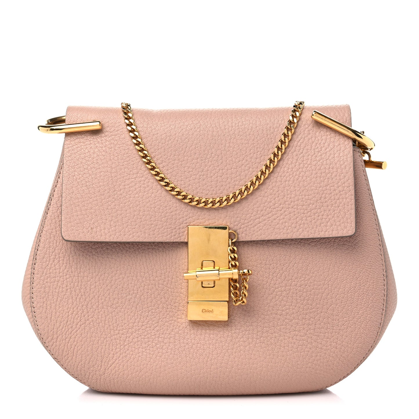 Grained Lambskin Mini Drew Shoulder Bag Cement Pink