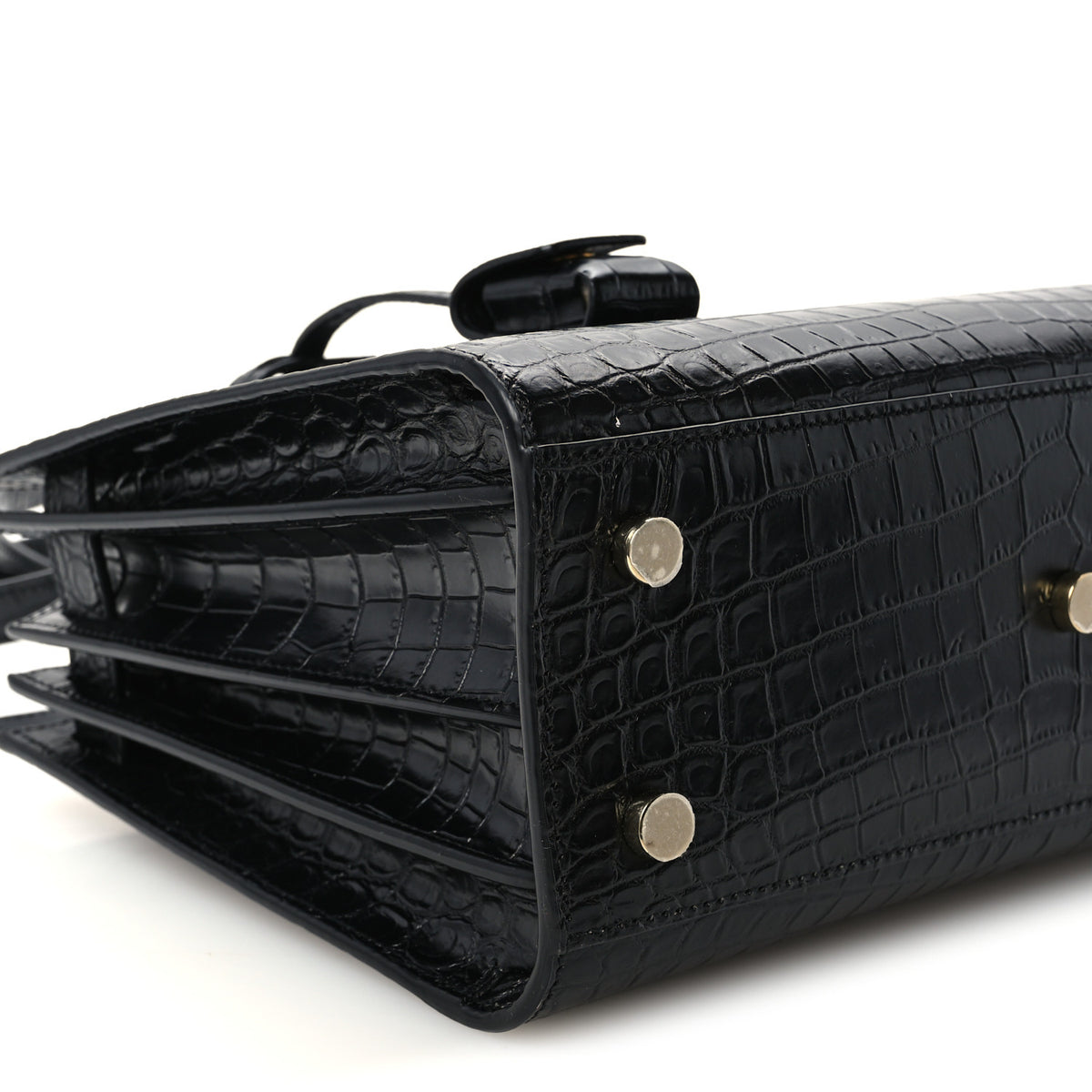 Calfskin Crocodile Embossed Baby Sac De Jour Black