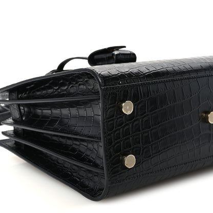 Saint Laurent Calfskin Crocodile Embossed Baby Sac De Jour Black 11 of 12