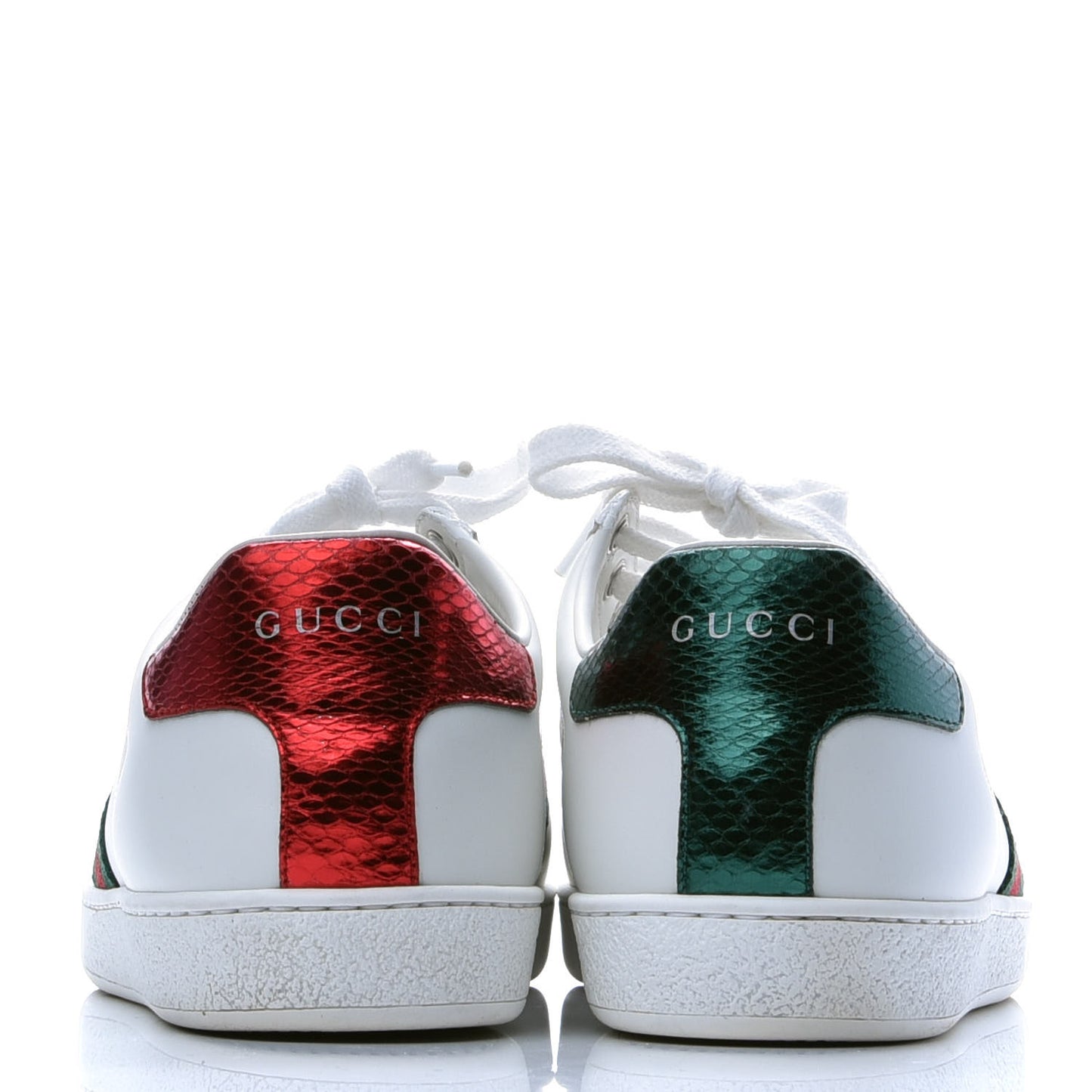 Calfskin Ayers Bee Embroidered Womens Ace Sneakers 39 White Green