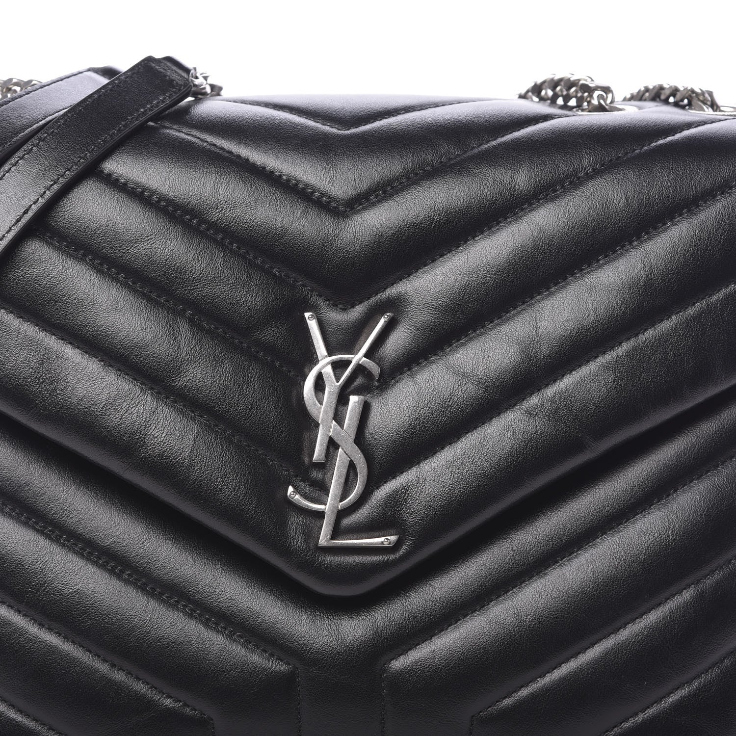 Saint Laurent Calfskin Y Quilted Monogram Medium Loulou Chain Satchel Black 9 of 9