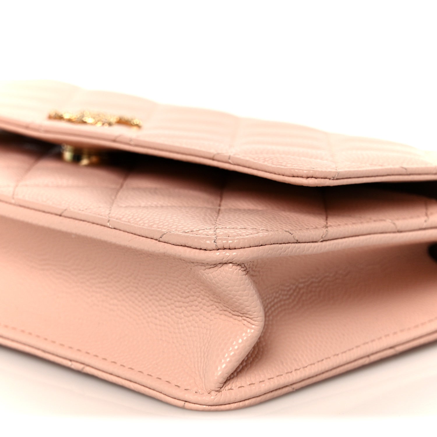 Chanel Grained Calfskin Quilted Strass CC Wallet On Chain WOC Light Pink 11 of 12