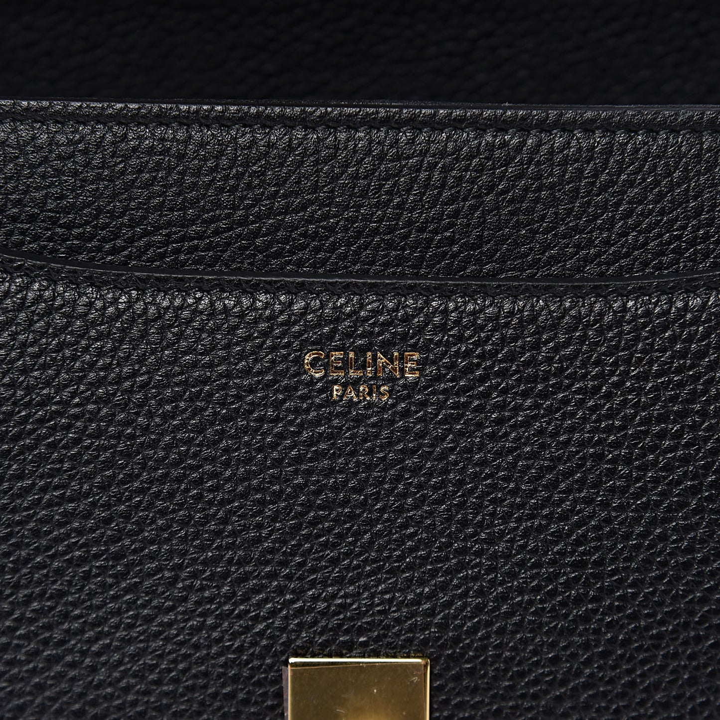 Grained Calfskin Small 16 Top Handle Bag Black