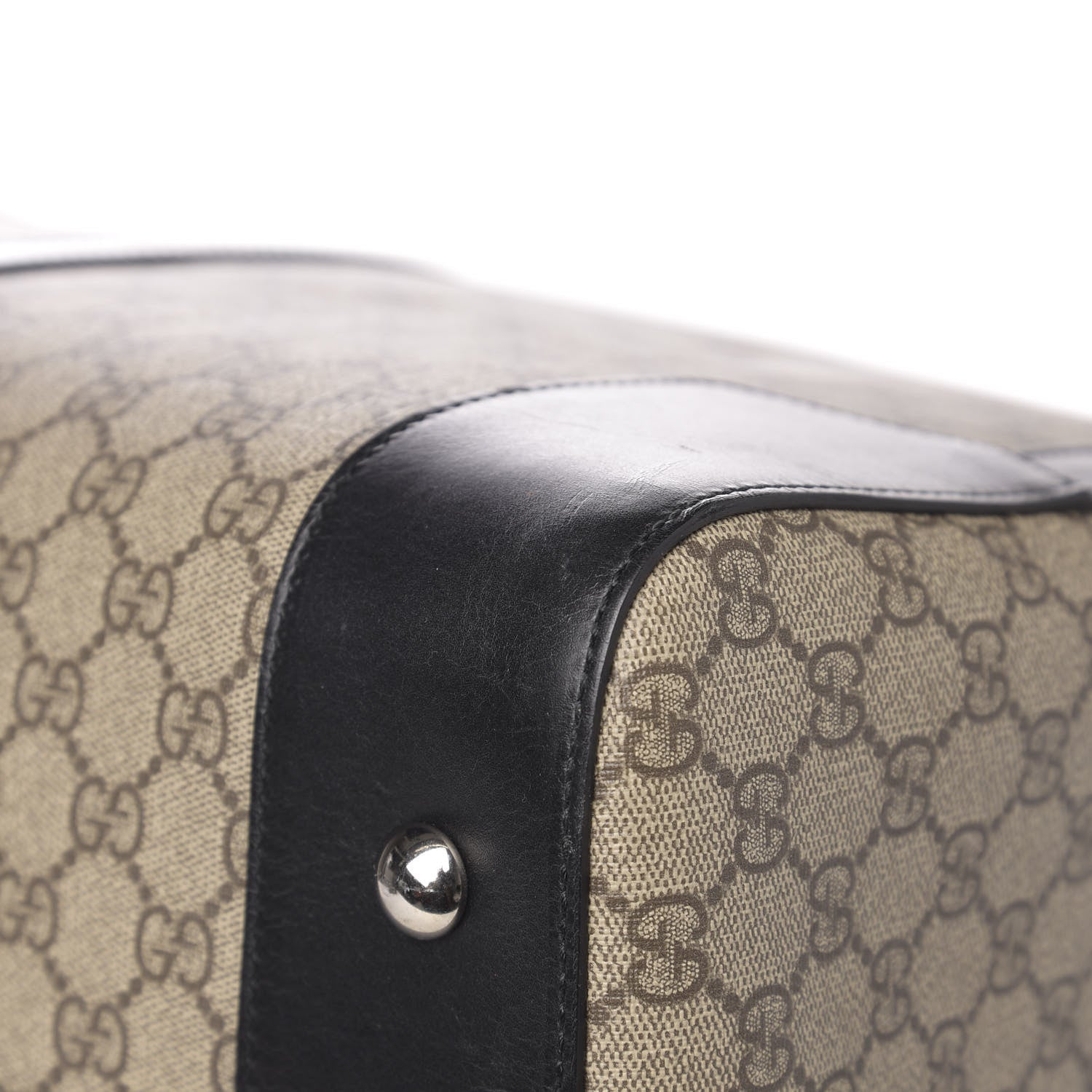 Gucci GG Supreme Monogram Selleria Calfskin Large Duffle Beige Ebony Black 9 of 10