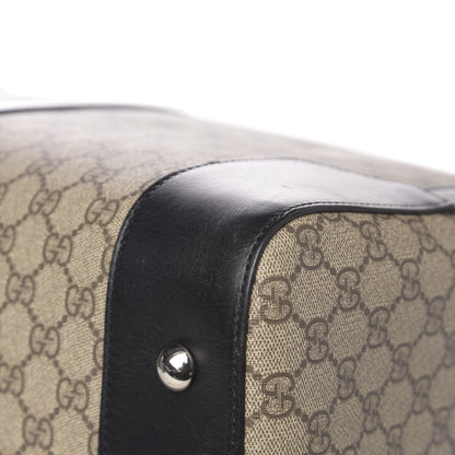 Gucci GG Supreme Monogram Selleria Calfskin Large Duffle Beige Ebony Black 9 of 10