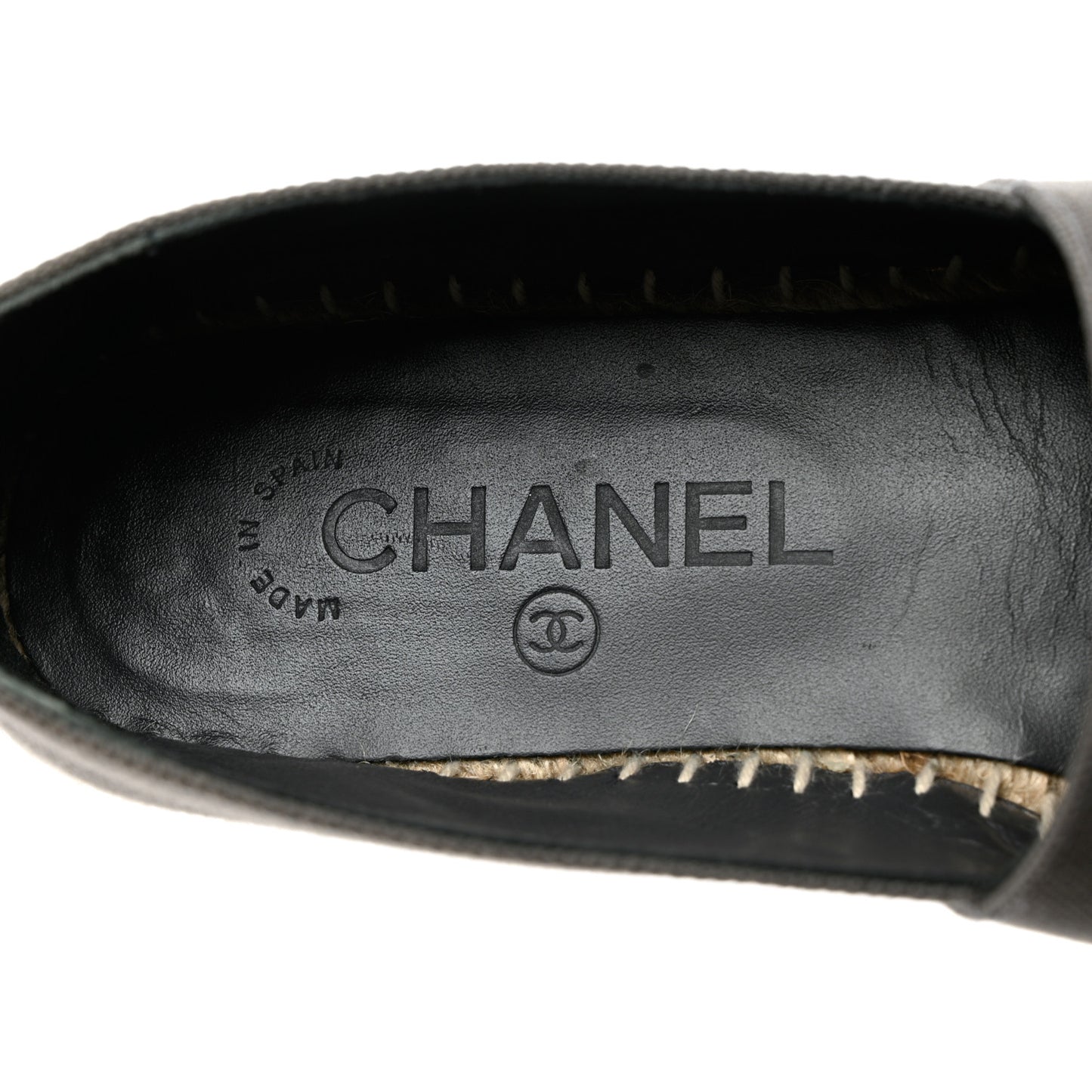 Canvas Grosgrain CC Espadrilles 37 Grey Black