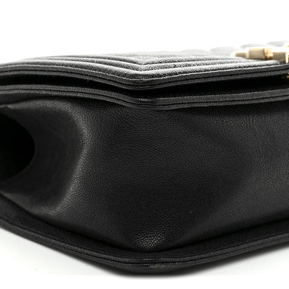 Chanel Caviar Chevron Quilted Medium Boy Flap Black 9 of 10