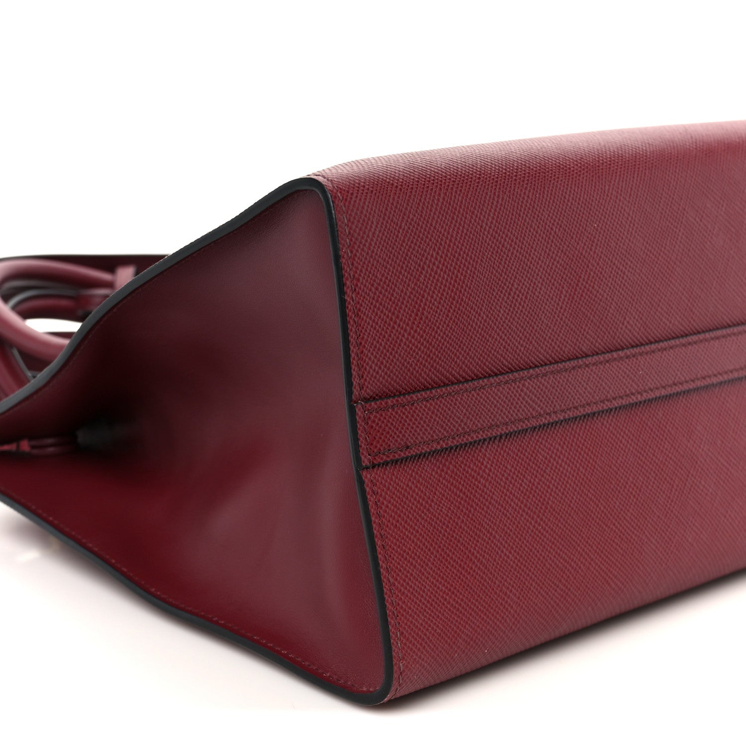 Prada Saffiano Cuir Calfskin Medium Monochrome Top Handle Tote Cerise 10 of 11