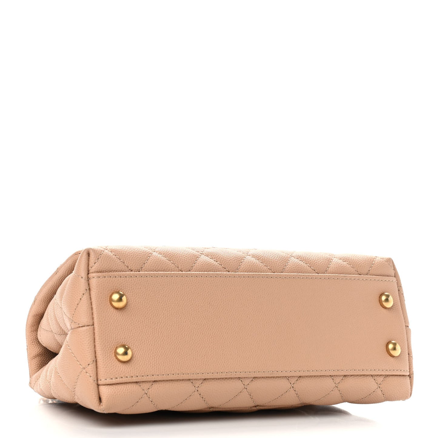 Caviar Lizard Embossed Quilted Mini Coco Handle Flap Beige