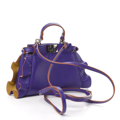 Fendi Shiny Nappa Waves Bi-Color Micro Peekaboo Iconic Satchel Purple Amber 3 of 11