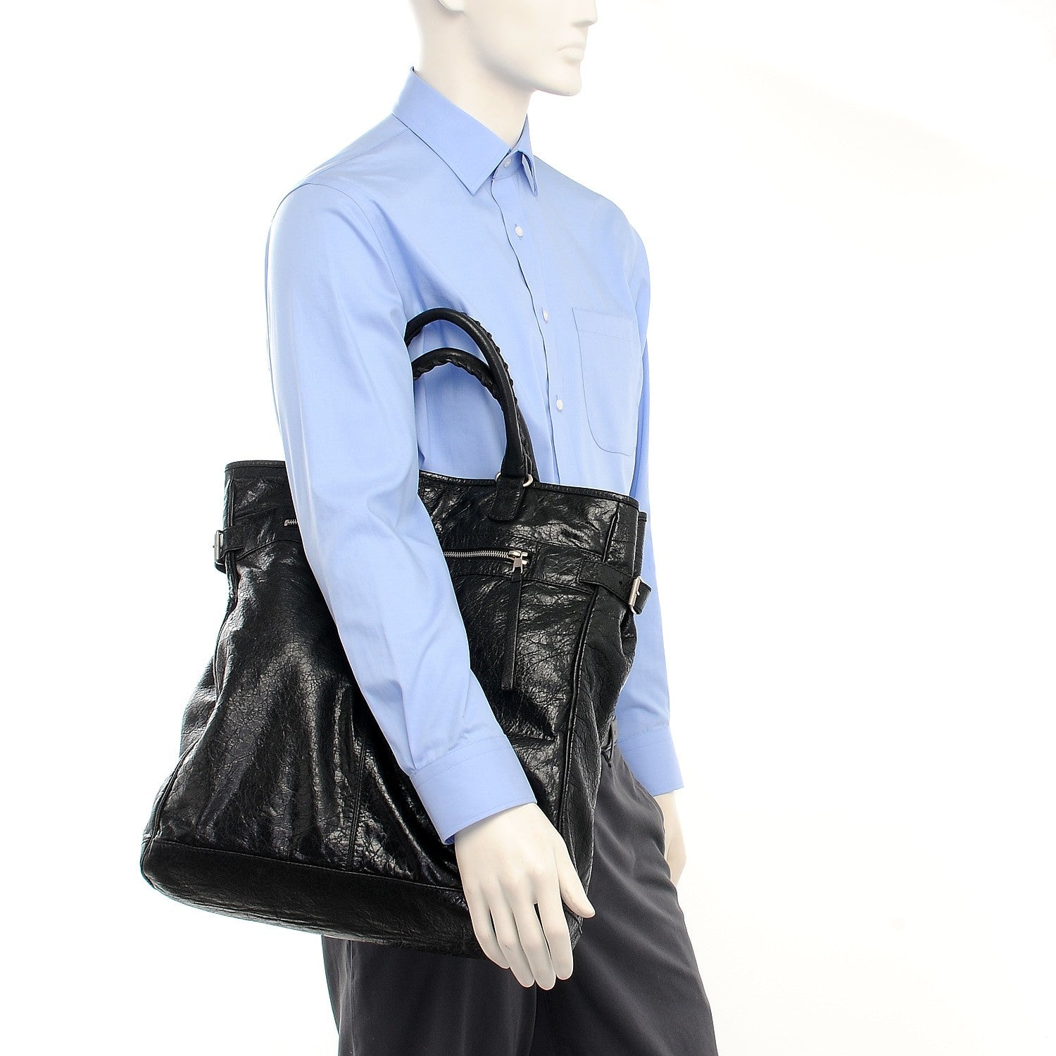 Balenciaga Agneau Mens Classic Hardware Hexagon Tote Black 2 of 7