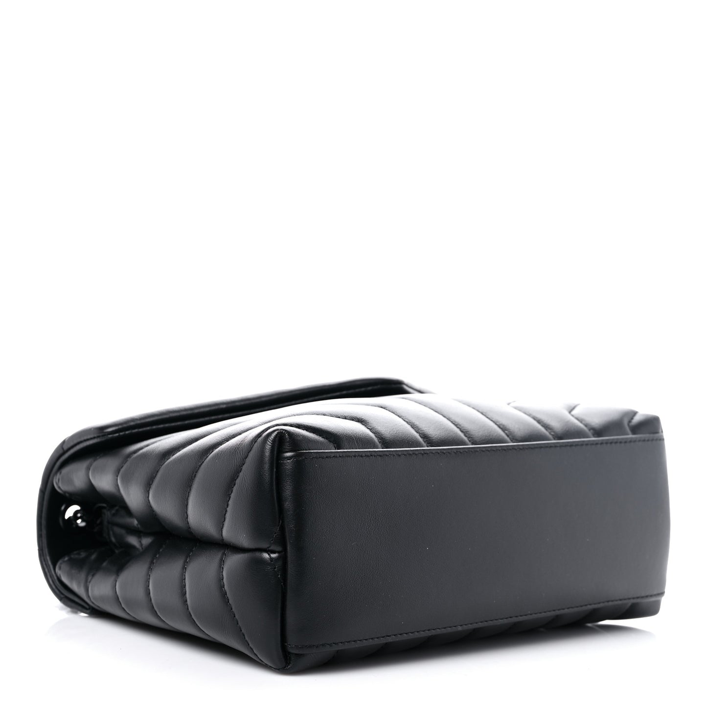 Calfskin Y Quilted Monogram Monochrome Small Loulou Chain Satchel Black
