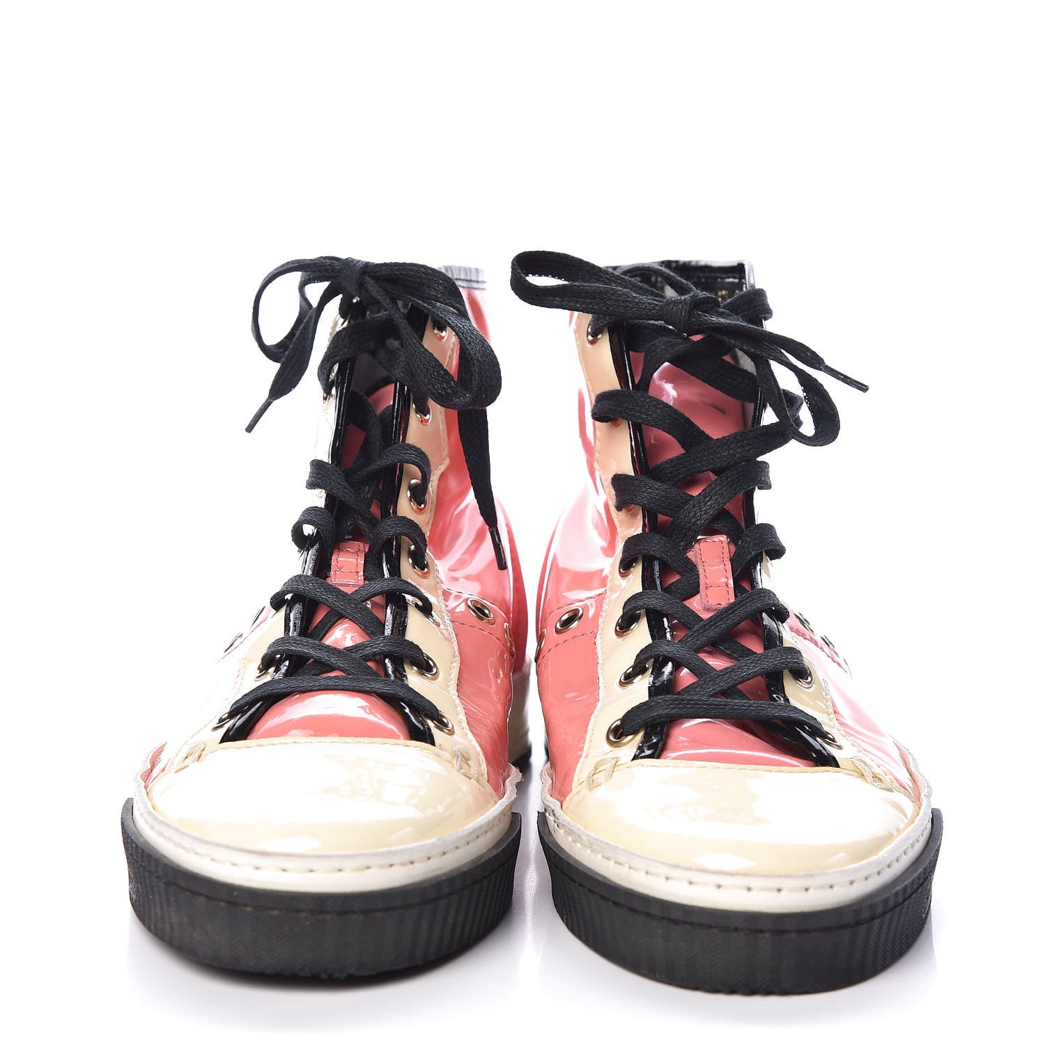 Gucci Patent Lambskin High Top Sneakers 37.5 Pink 2 of 7