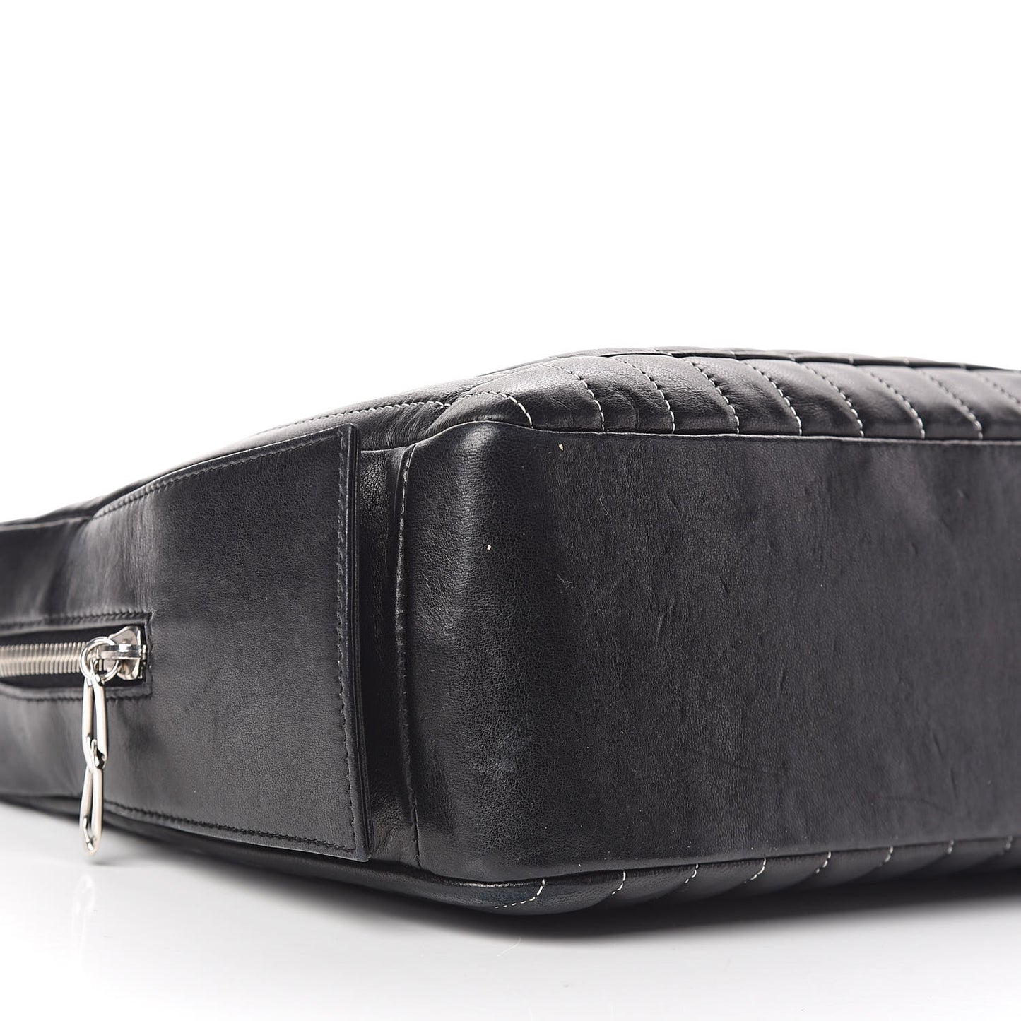 Lambskin Vertical Quilted Mademoiselle Camera Case Black