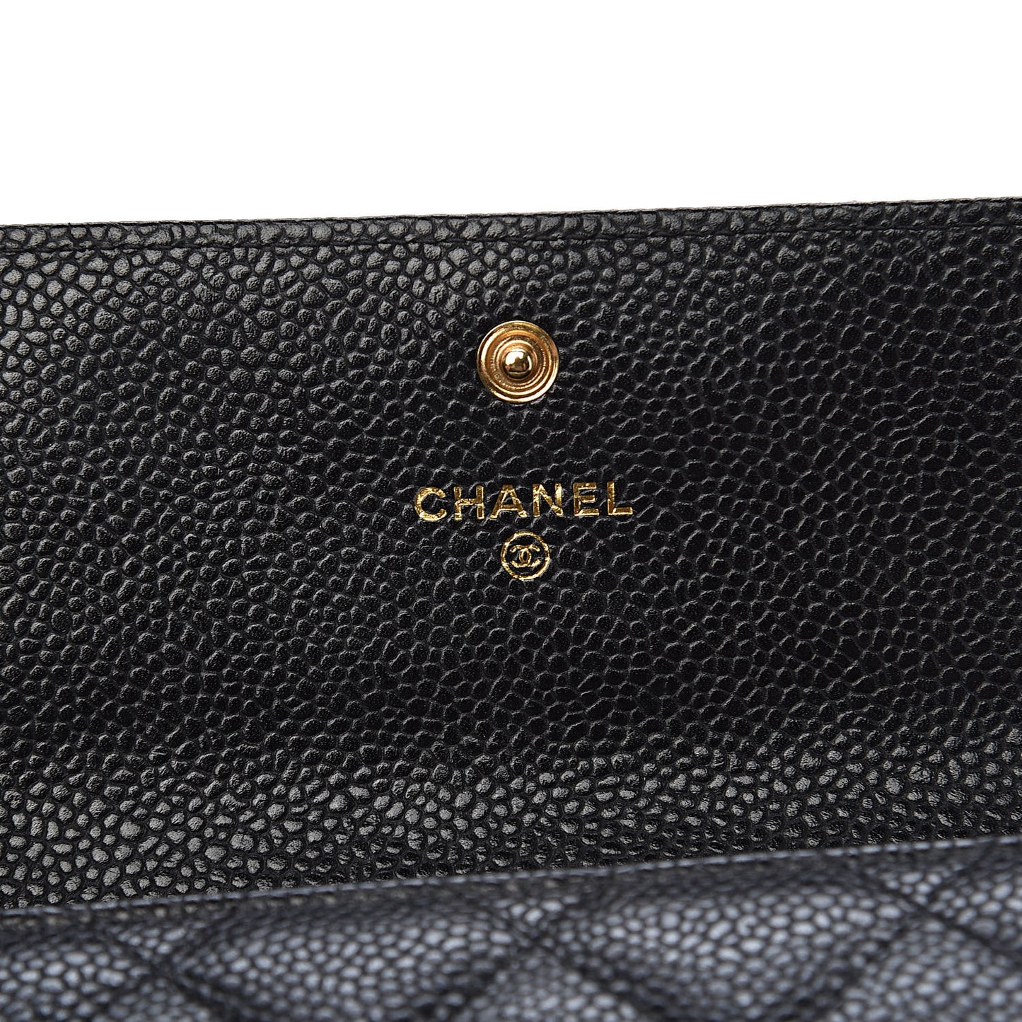 Caviar Quilted Large Gusset Flap Wallet Black