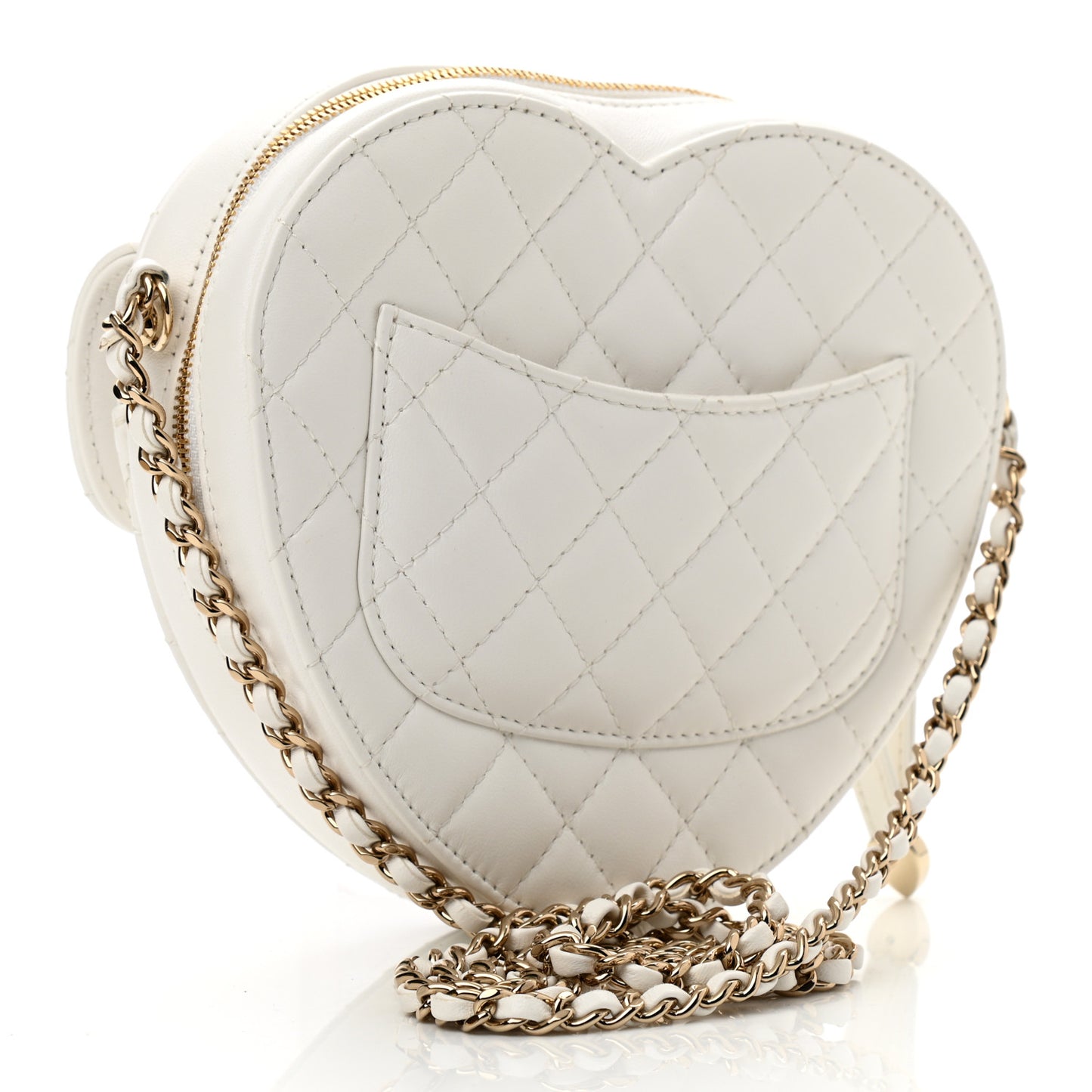 Lambskin Quilted CC In Love Heart Bag White