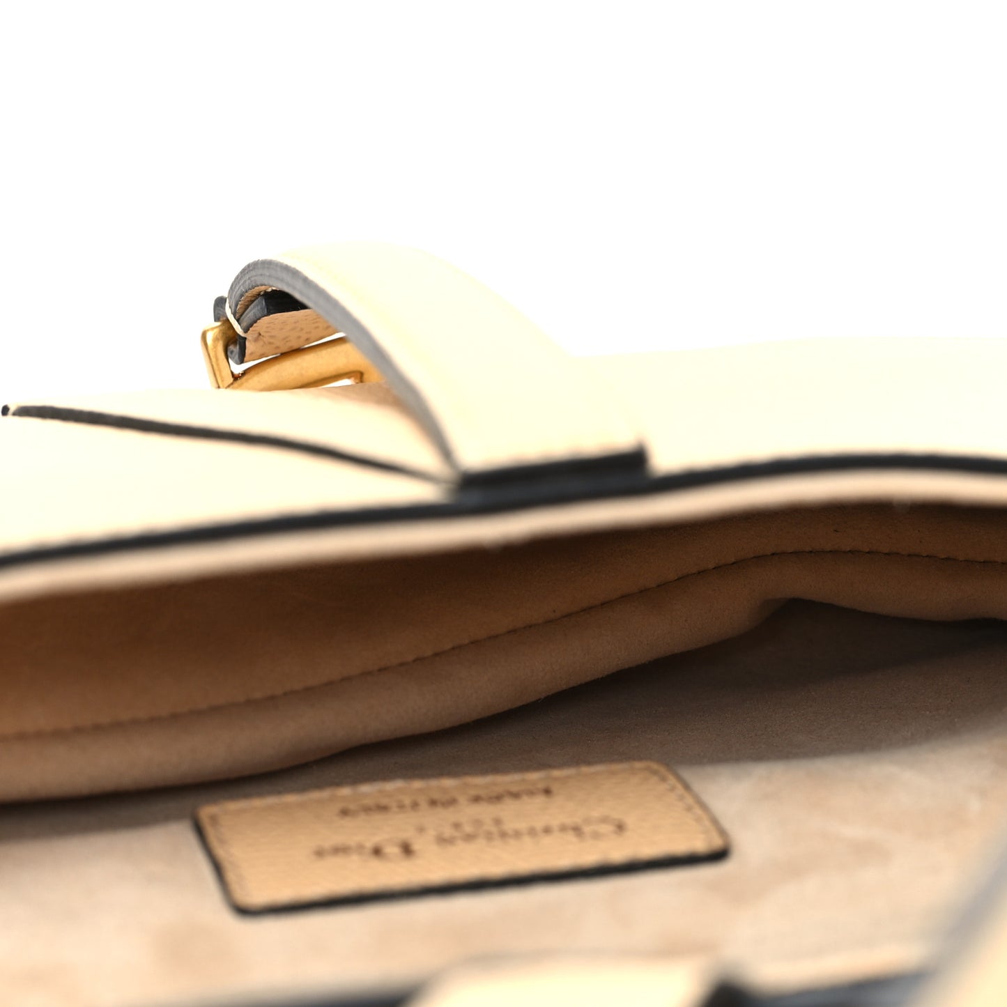 Grained Calfskin Mini Saddle Bag Beige