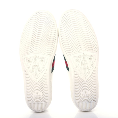 Gucci Calfskin Ayers Bee Embroidered Womens Ace Sneakers 38 White Green 6 of 10
