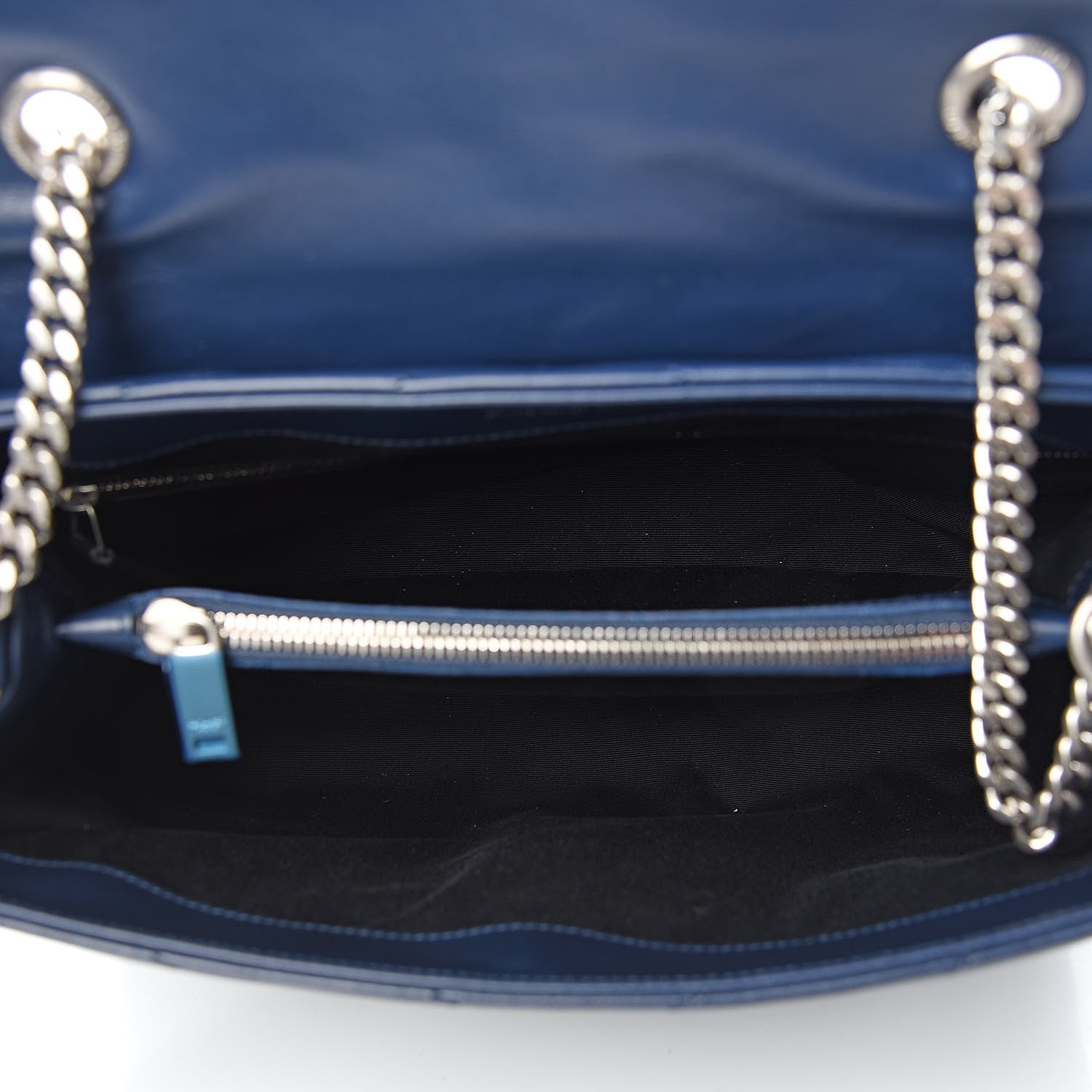 Saint Laurent Calfskin Y Quilted Monogram Medium Loulou Chain Satchel Denim Blue 5 of 10