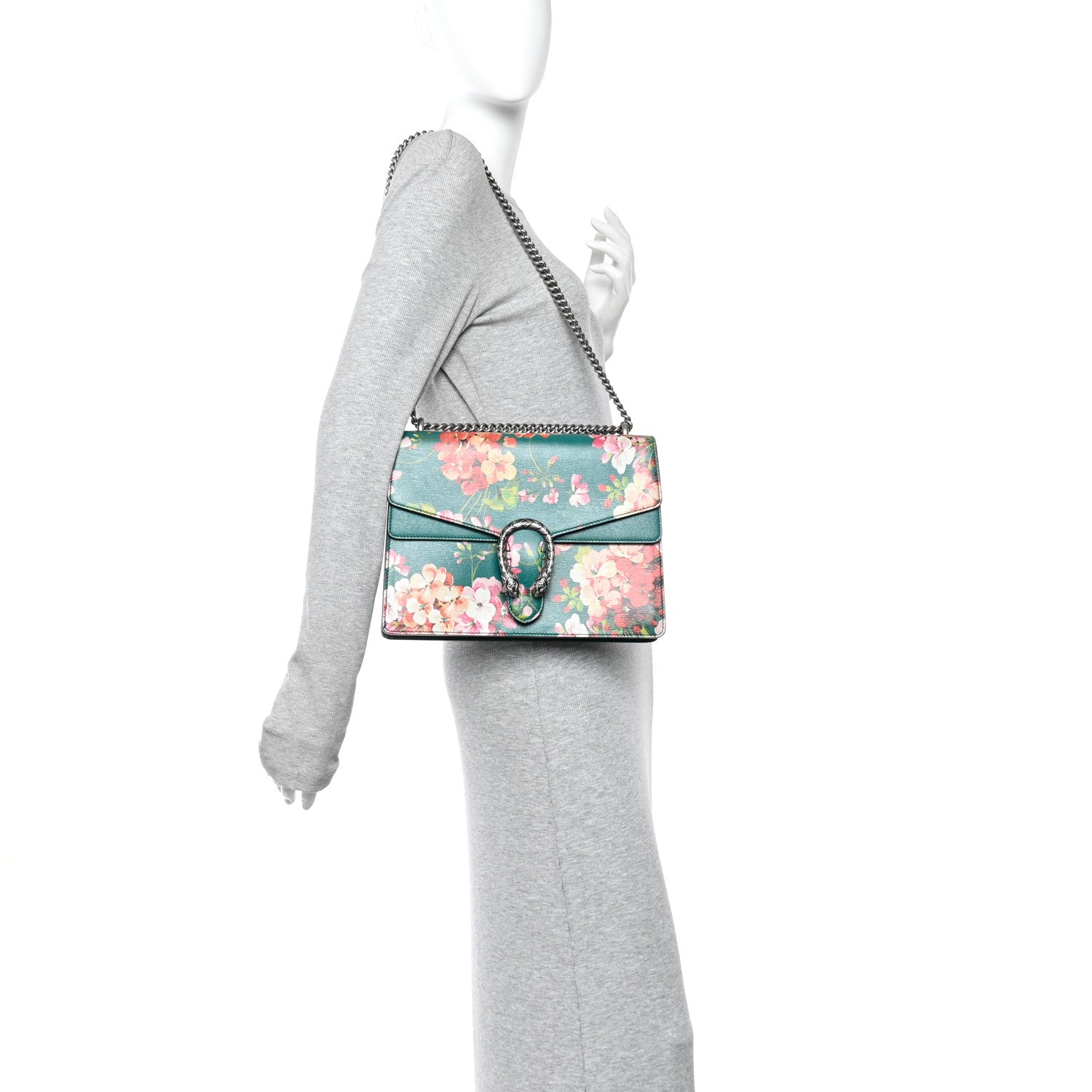 Gucci Calfskin Blooms Print Medium Dionysus Shoulder Bag Bright Emerald Multicolor 2 of 10