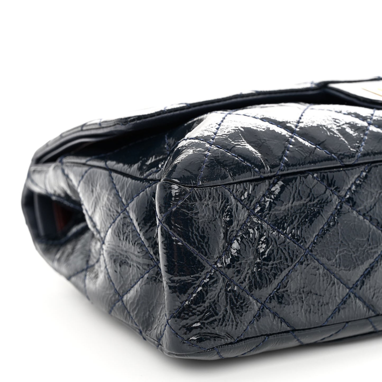 Distressed Patent Quilted 2.55 Reissue 226 Flap Navy