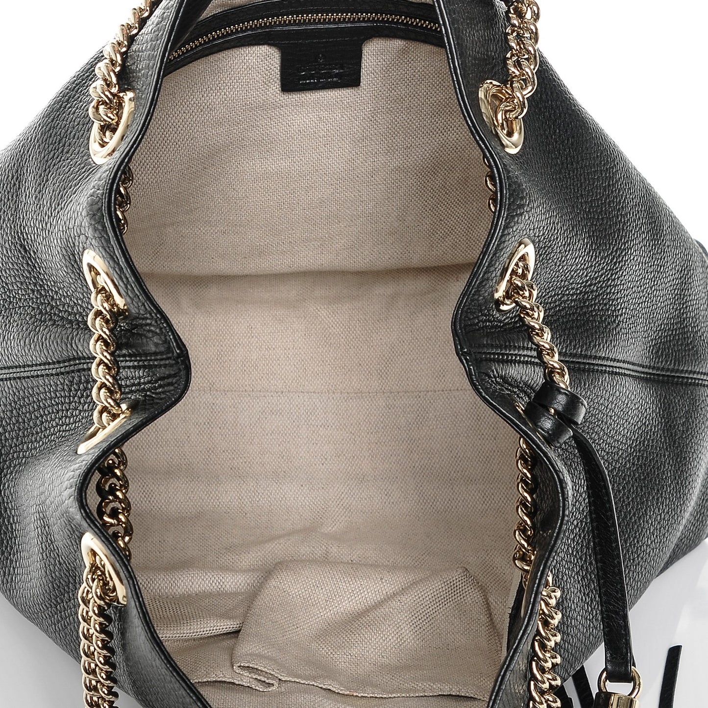 Pebbled Calfskin Medium Soho Chain Shoulder Bag Black
