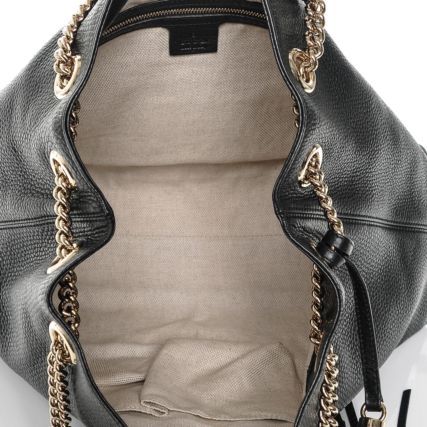 Gucci Pebbled Calfskin Medium Soho Chain Shoulder Bag Black 5 of 6