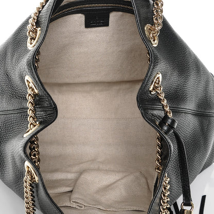 Gucci Pebbled Calfskin Medium Soho Chain Shoulder Bag Black 5 of 6