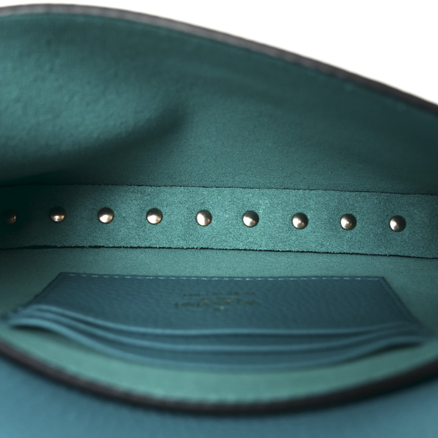 Valentino Garavani Grainy Calfskin Rockstud Crossbody Pouch Ultra Marine Green 5 of 9