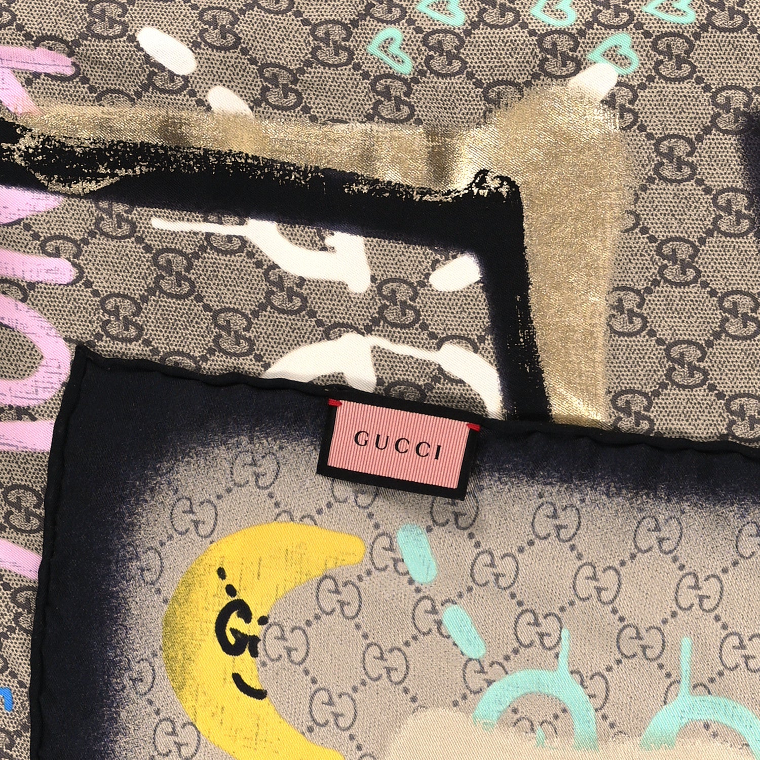 Gucci Silk Twill GG Monogram Life is Gucci Square Scarf Multicolor 2 of 4