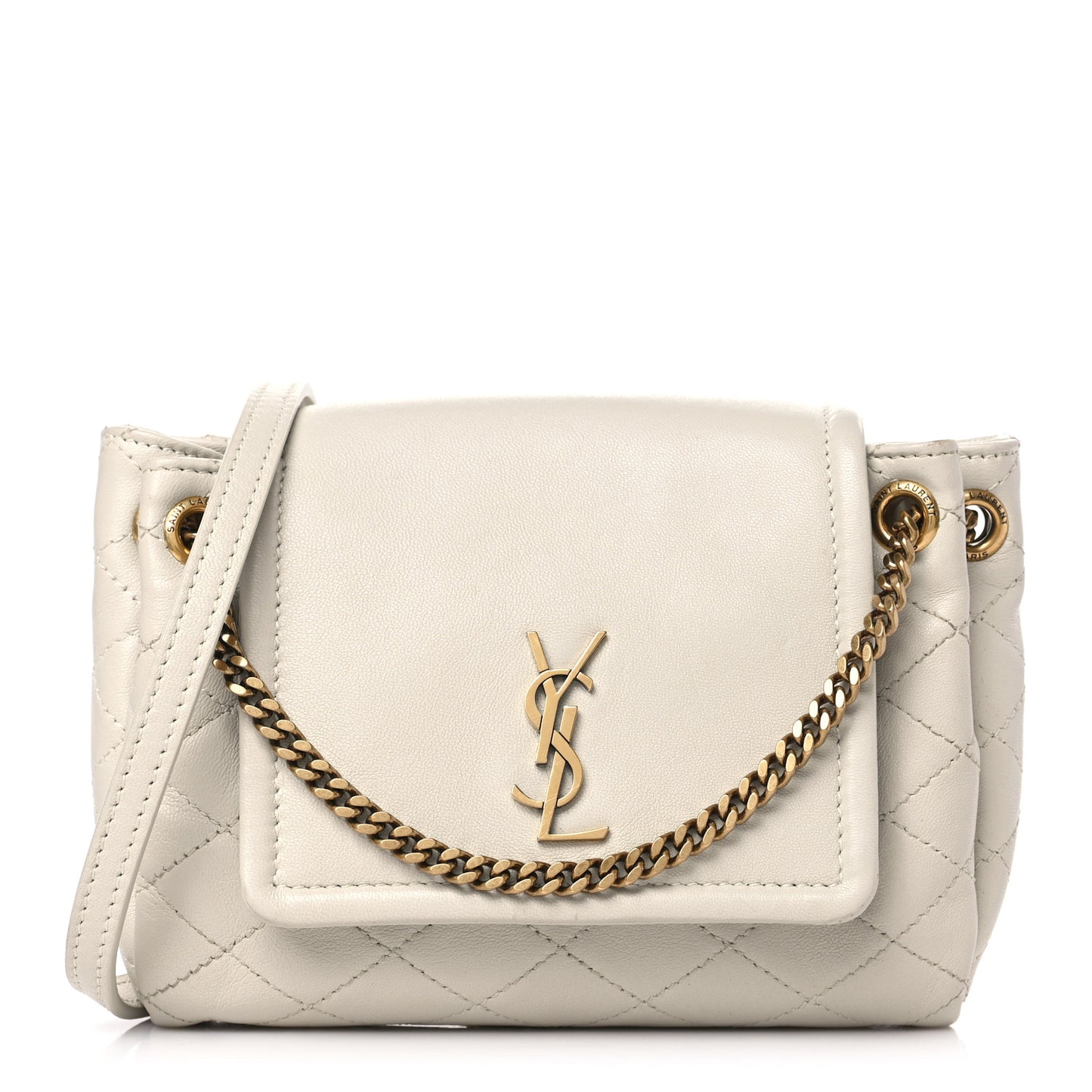 Lambskin Quilted Monogram Mini Nolita Blanc Vintage
