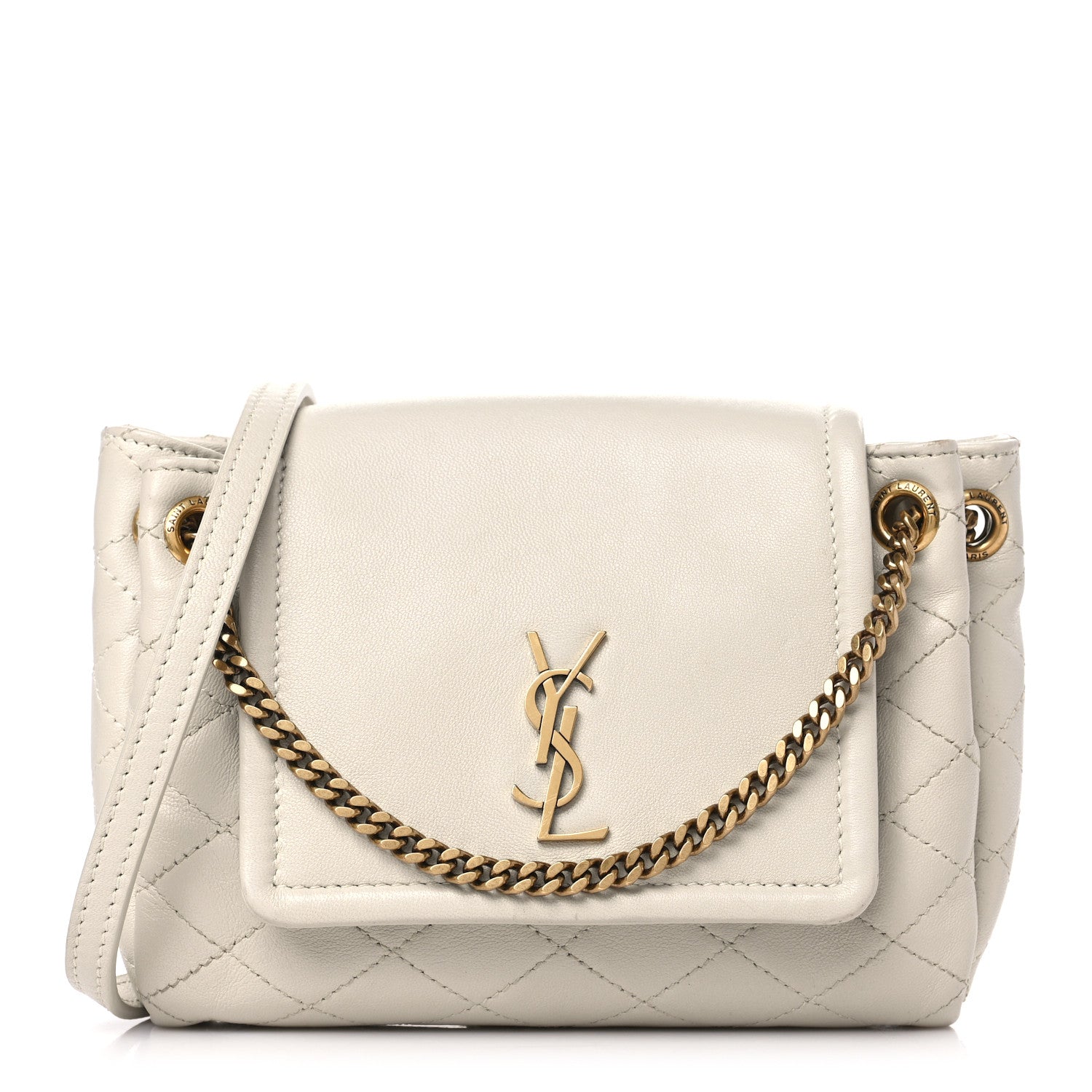 Saint Laurent Lambskin Quilted Monogram Mini Nolita Blanc Vintage 1 of 9